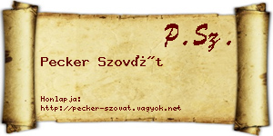 Pecker Szovát névjegykártya